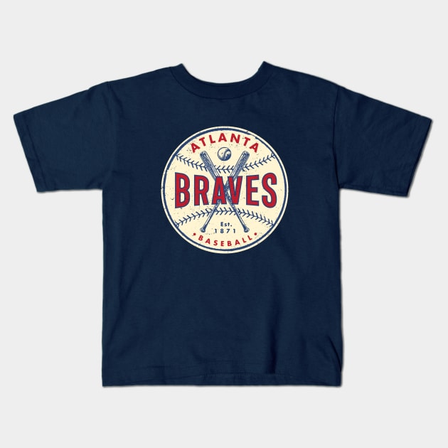 Atlanta Braves Bats & Ball by Buck Tee Original Kids T-Shirt by Buck Tee